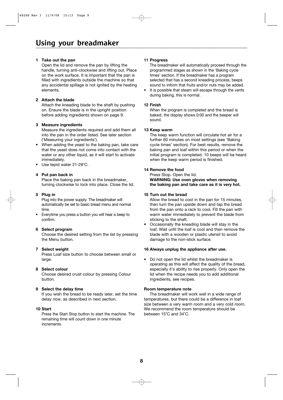 Using your breadmaker | Morphy Richards 48268 User Manual | Page 8 / 26