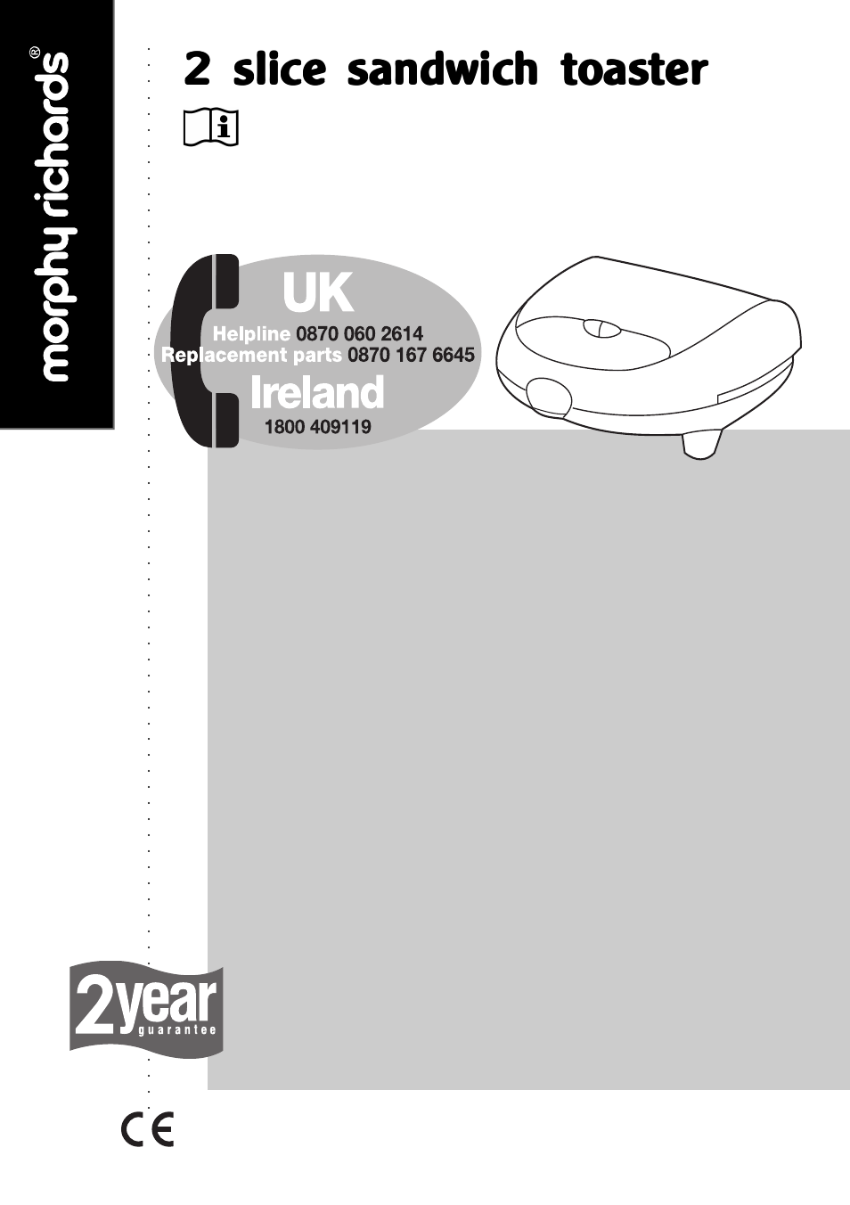 Morphy Richards 2 slice sandwich toaster User Manual | 6 pages