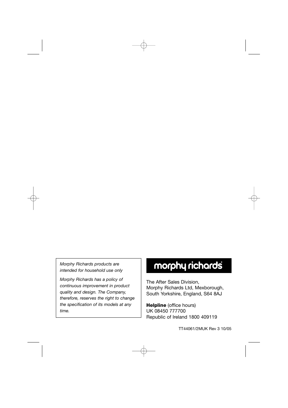 Morphy Richards 2- and 4-slice toasters User Manual | Page 8 / 8