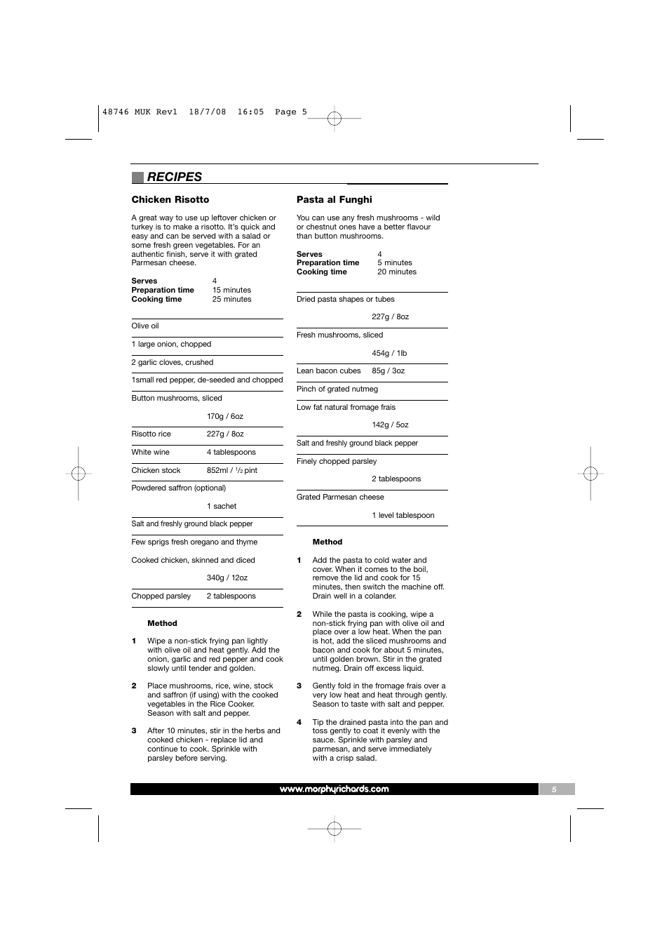 Recipes | Morphy Richards 48746 User Manual | Page 5 / 10