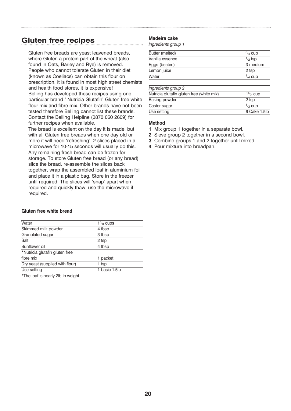 Gluten free recipes | Morphy Richards Compact breadmaker User Manual | Page 20 / 26