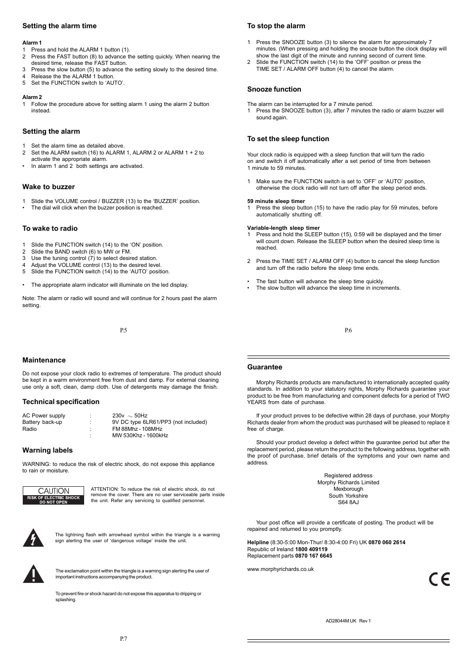 Morphy Richards 28044 User Manual | Page 2 / 2