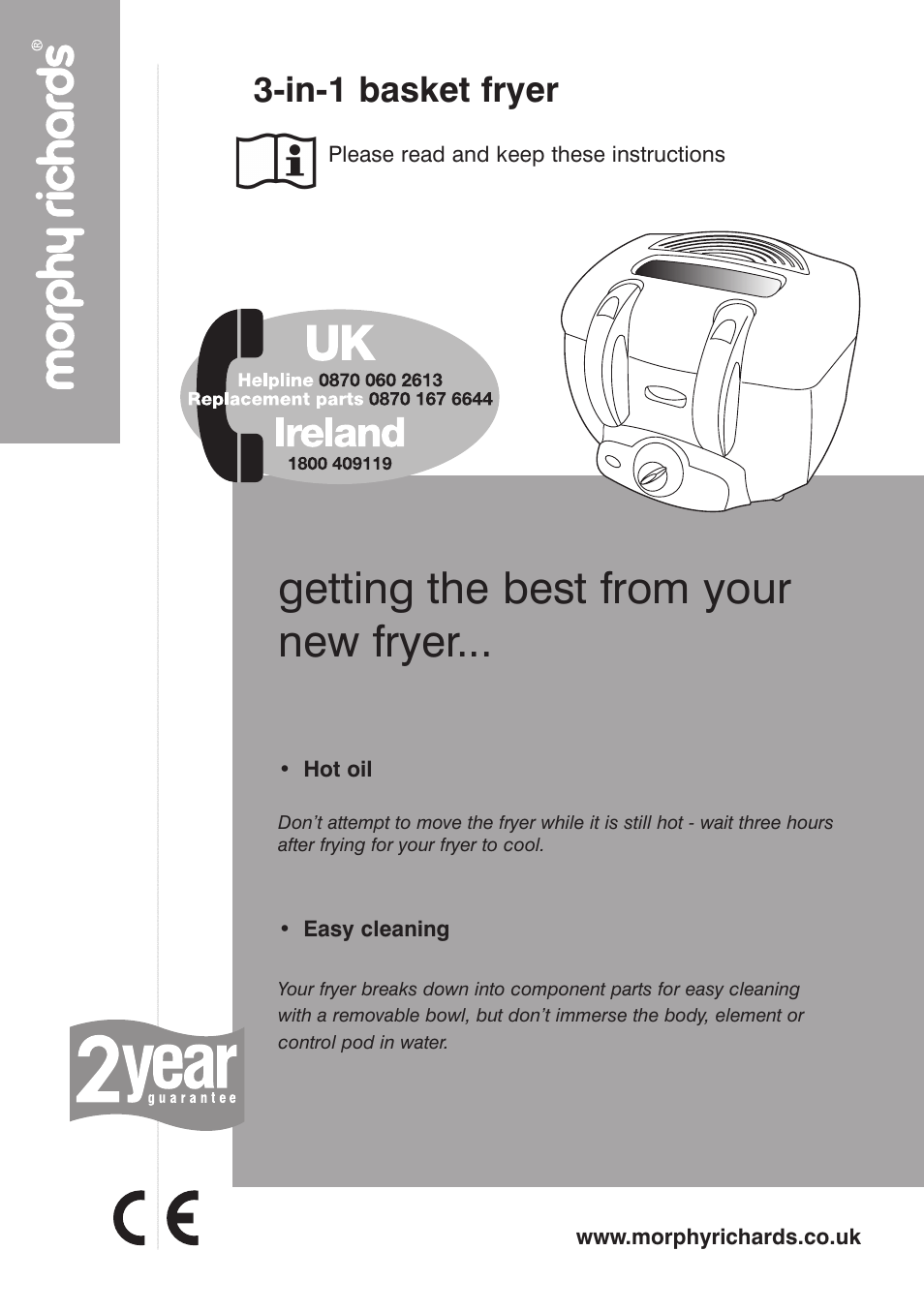 Morphy Richards 3-in-1 basket fryer User Manual | 10 pages
