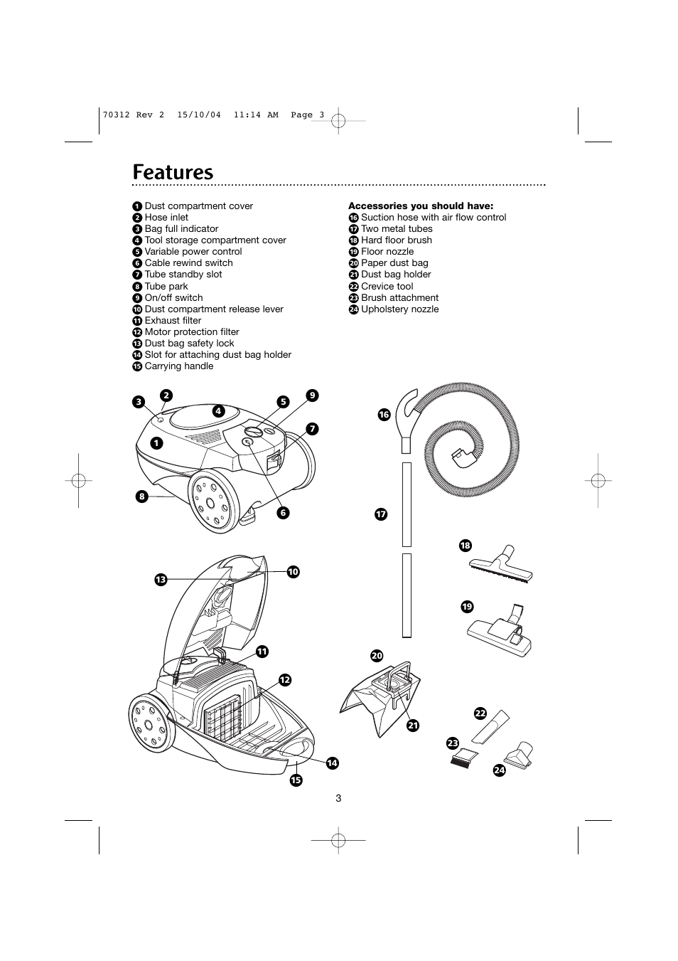 Features | Morphy Richards Storm hard floor cylinder vacuum cleaner User Manual | Page 3 / 12