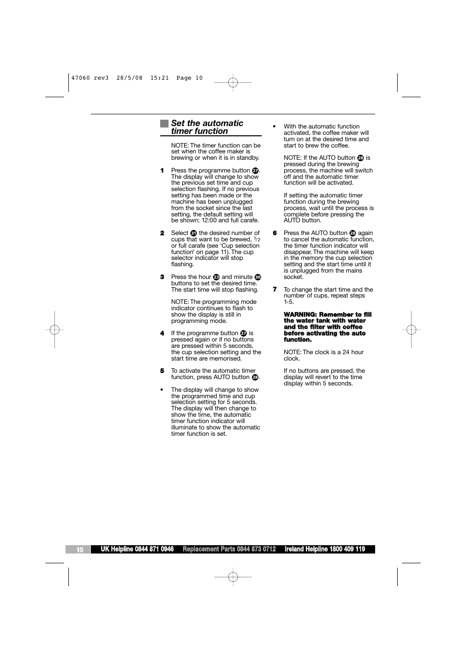 Set the automatic timer function | Morphy Richards 47060 User Manual | Page 10 / 16