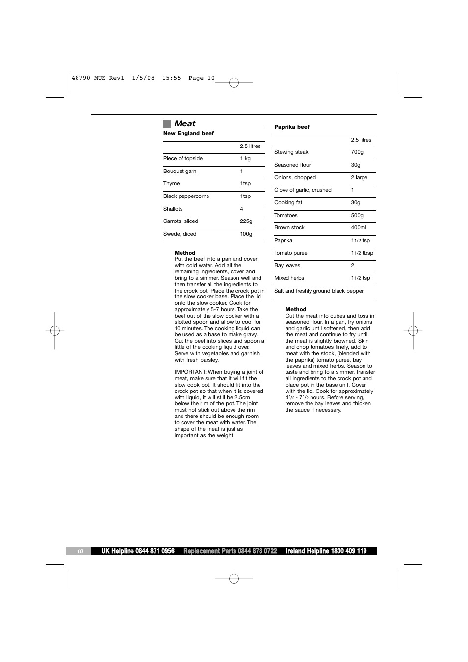 Meat | Morphy Richards 48790 User Manual | Page 10 / 20