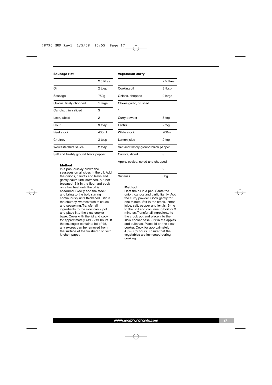 Morphy Richards 48790 User Manual | Page 17 / 20