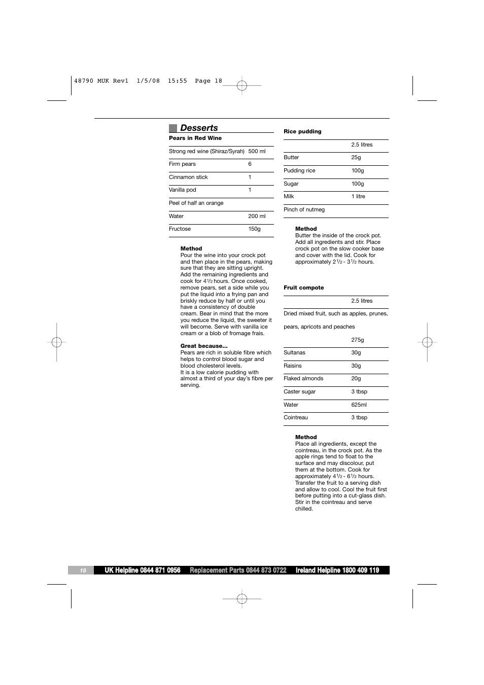 Desserts | Morphy Richards 48790 User Manual | Page 18 / 20