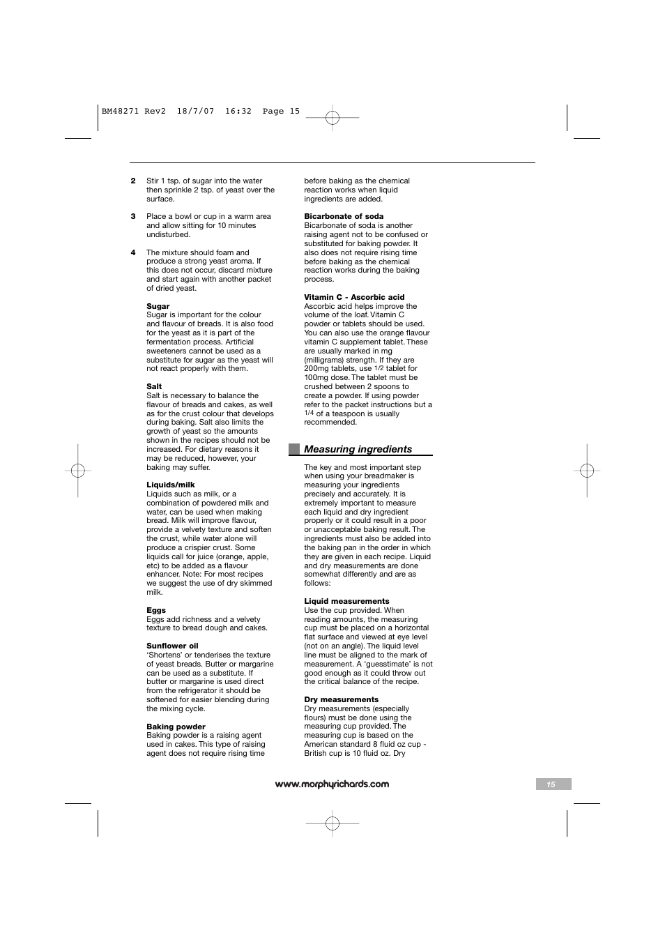 Morphy Richards BM48271 User Manual | Page 15 / 40