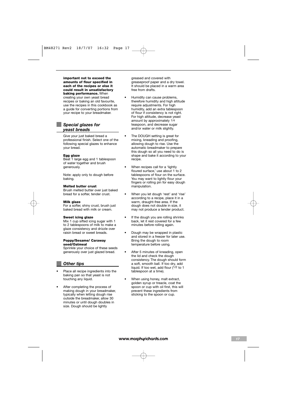 Morphy Richards BM48271 User Manual | Page 17 / 40