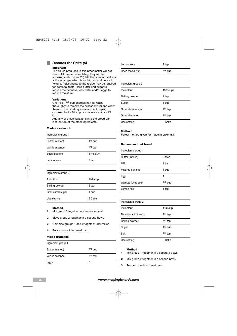 Morphy Richards BM48271 User Manual | Page 22 / 40