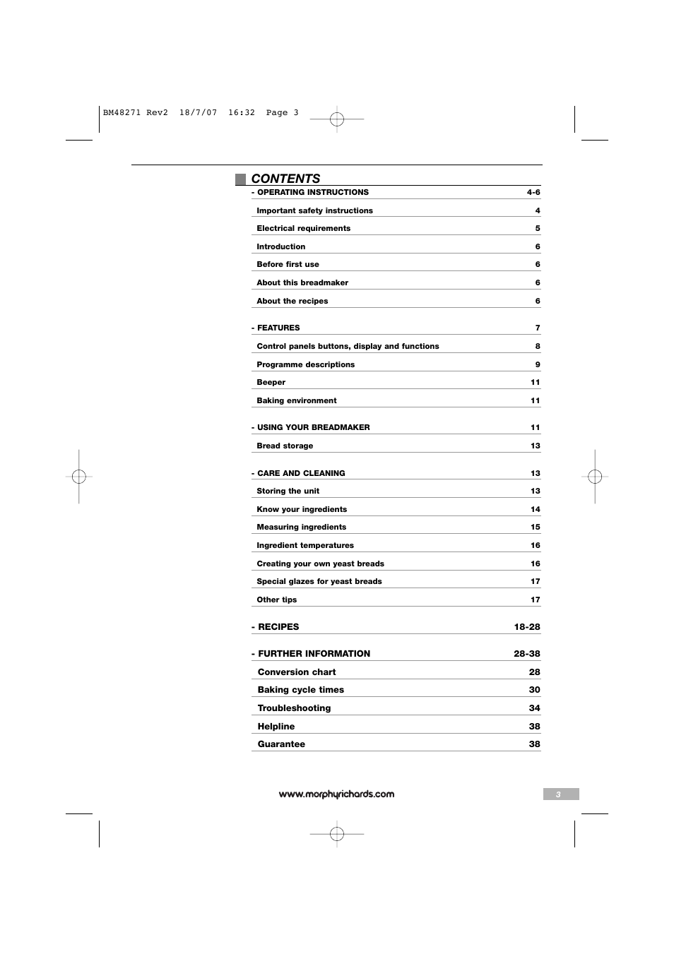 Morphy Richards BM48271 User Manual | Page 3 / 40