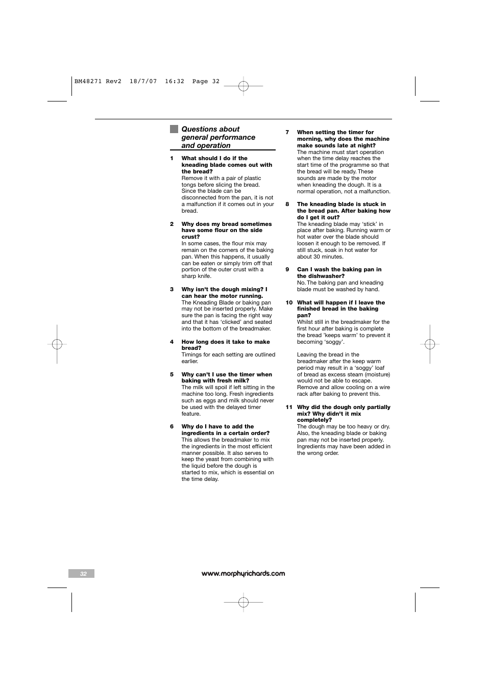 Morphy Richards BM48271 User Manual | Page 32 / 40