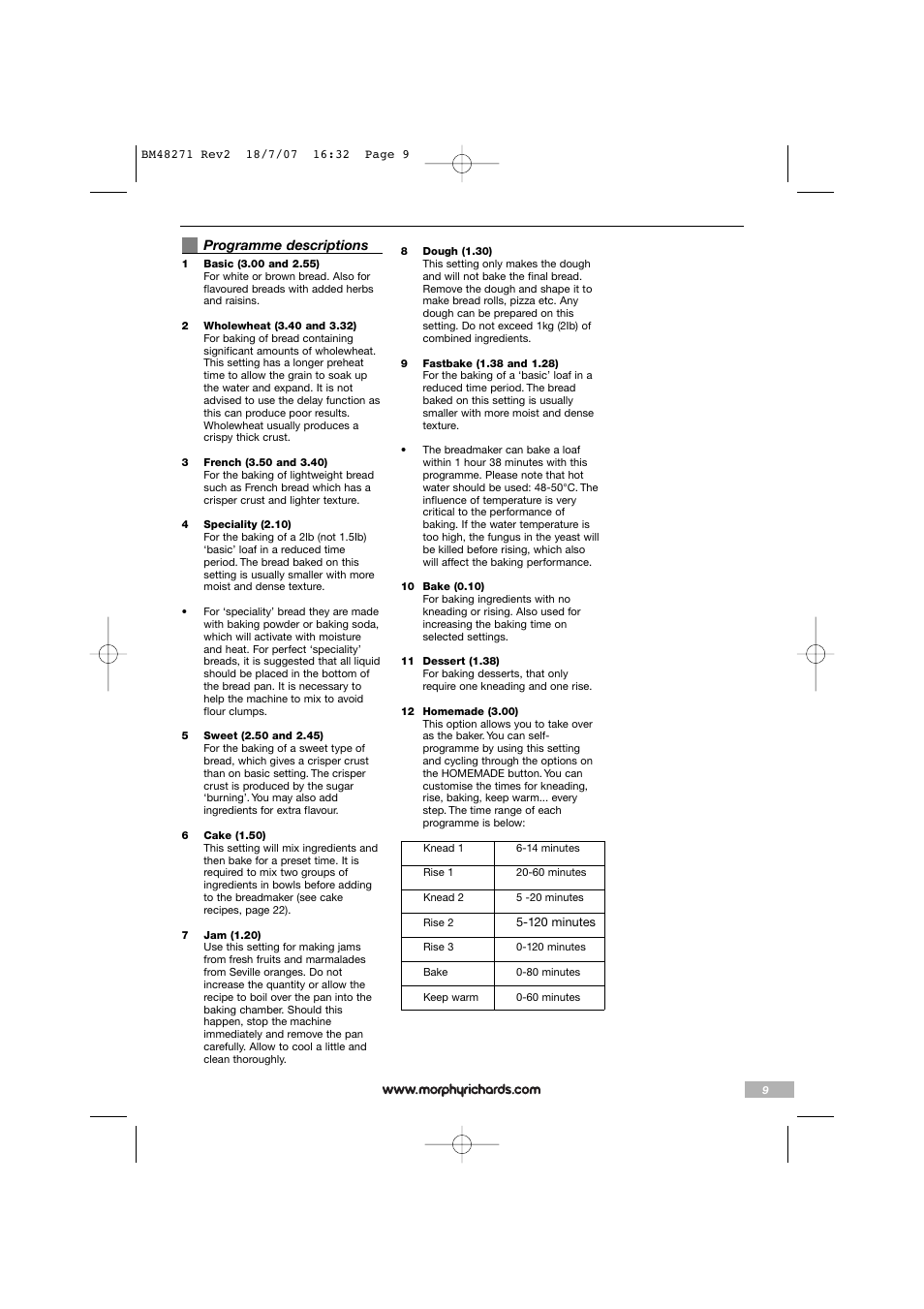 Morphy Richards BM48271 User Manual | Page 9 / 40
