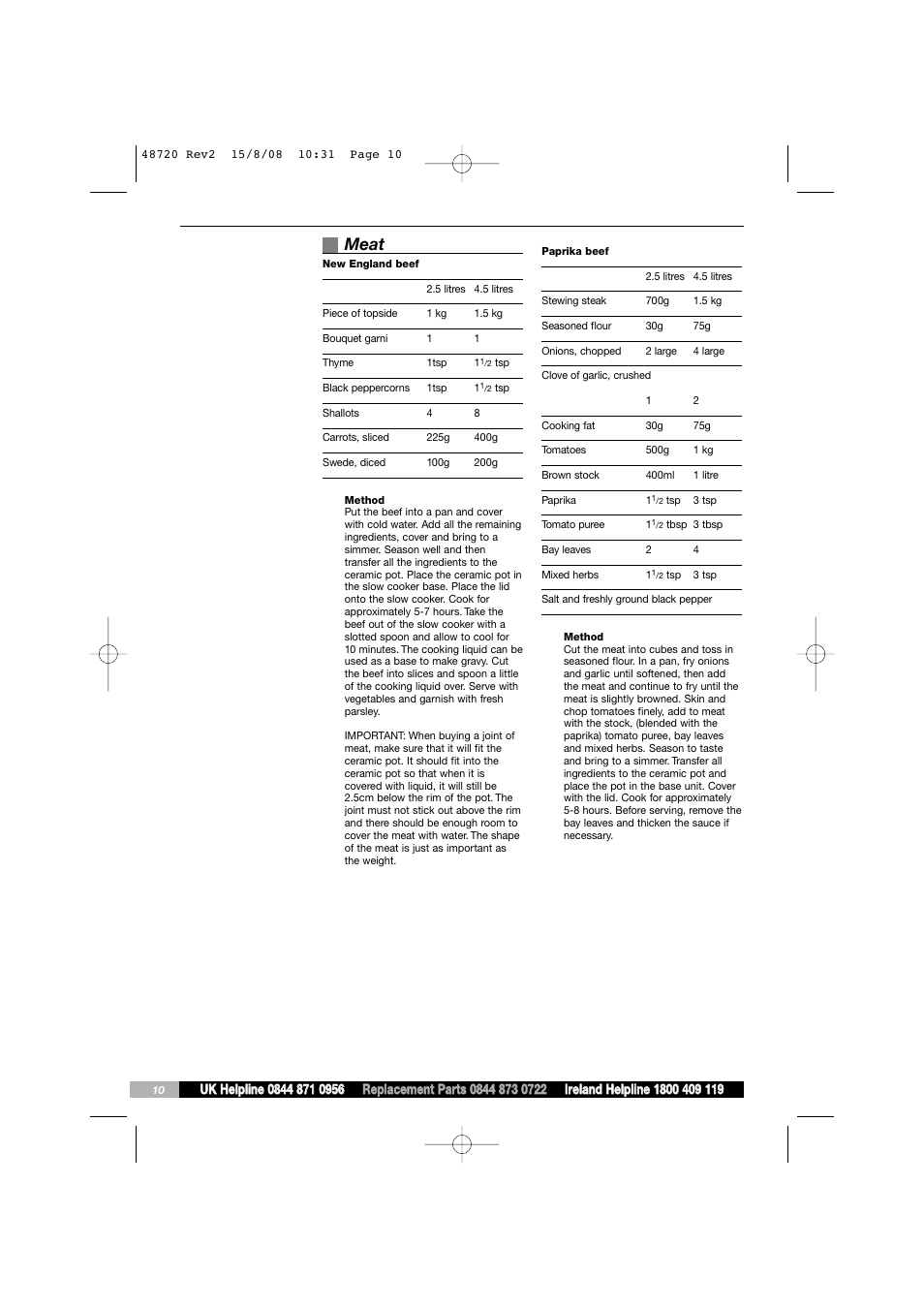 Meat | Morphy Richards 48720 User Manual | Page 10 / 20