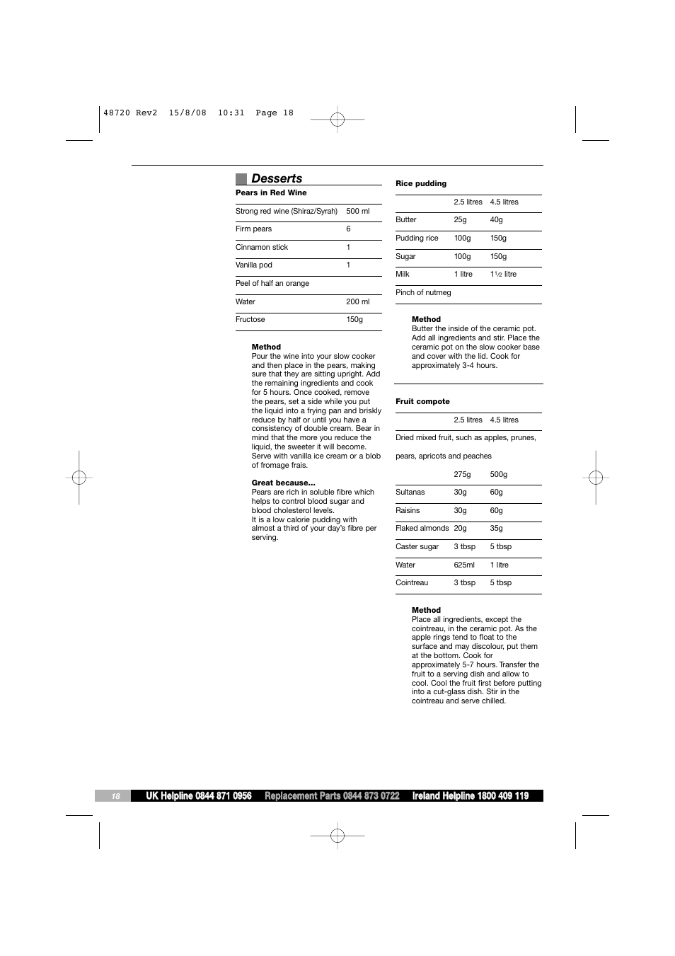 Desserts | Morphy Richards 48720 User Manual | Page 18 / 20
