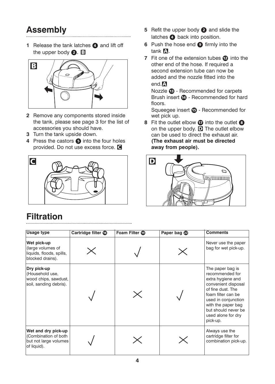 Assembly, Filtration, Bd c | Morphy Richards Boxer wet & dry vacuum cleaner User Manual | Page 4 / 8