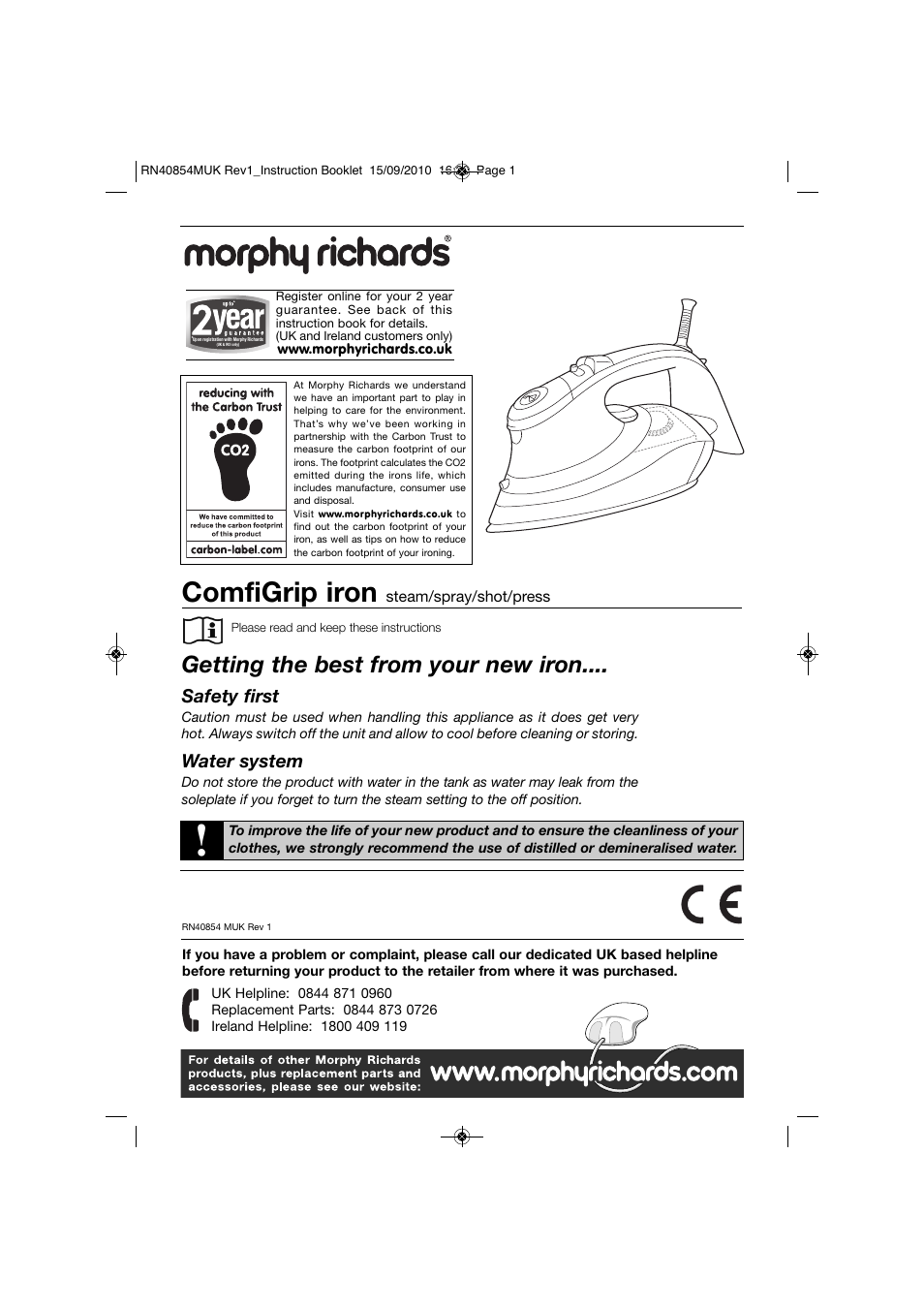 Morphy Richards COMFIGRIP RN40854 User Manual | 8 pages