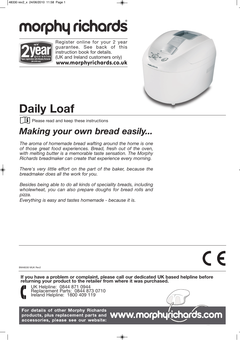 Morphy Richards DAILY LOAF BM48330 User Manual | 16 pages