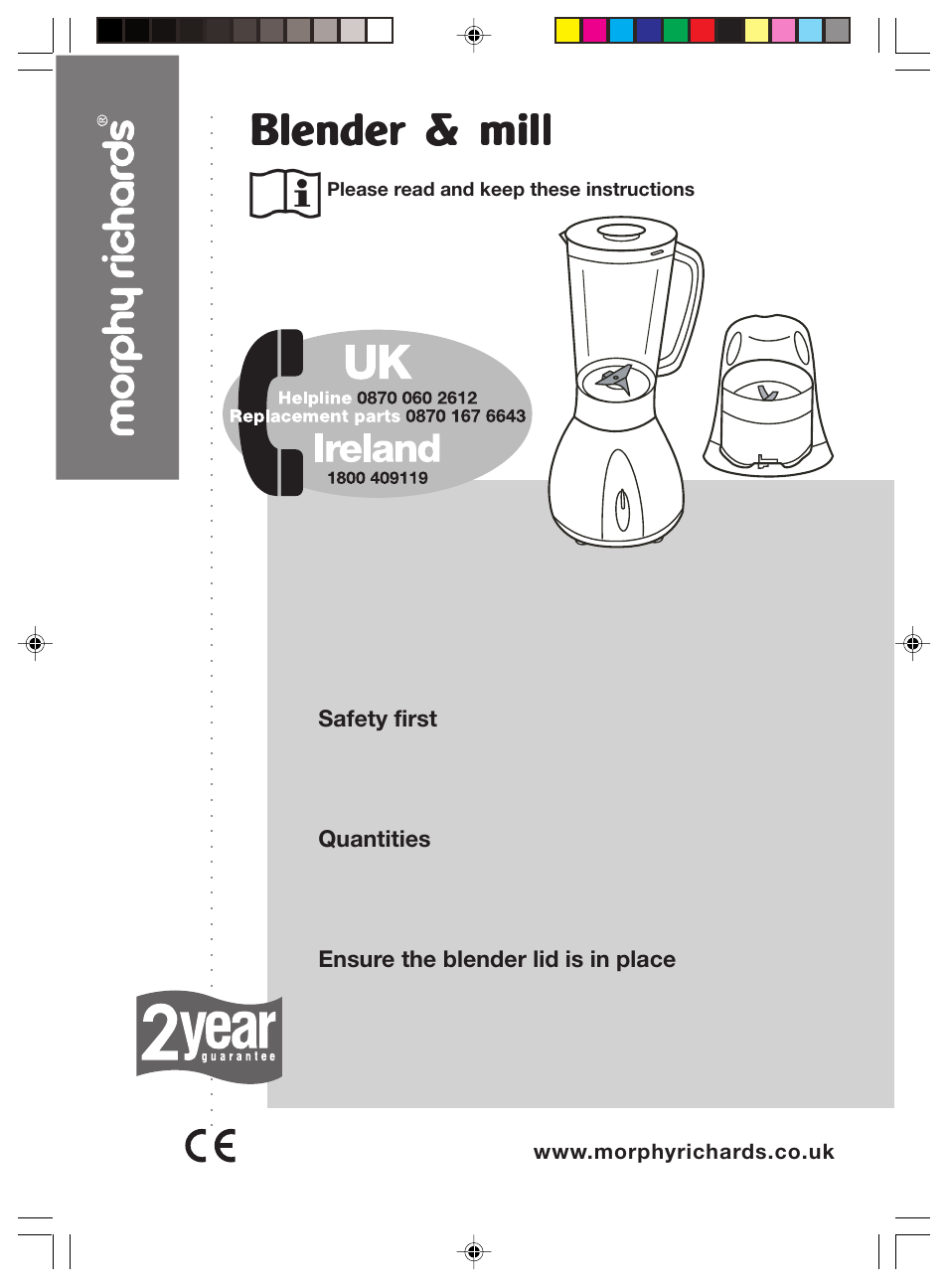 Morphy Richards Blender & mill User Manual | 8 pages