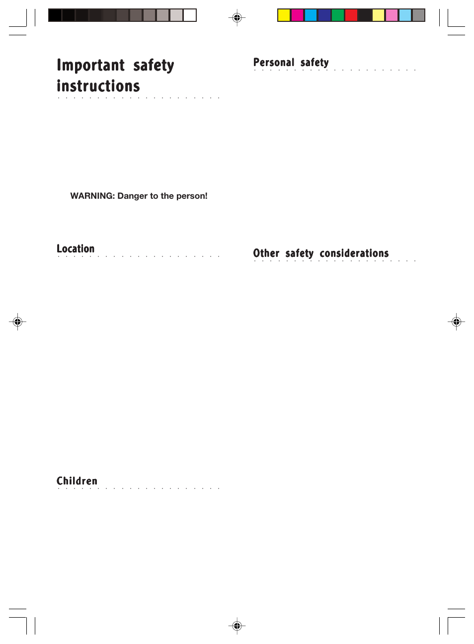 Important safety, Instructions, Location | Children, Personal safety, Other safety considerations | Morphy Richards Blender & mill User Manual | Page 2 / 8