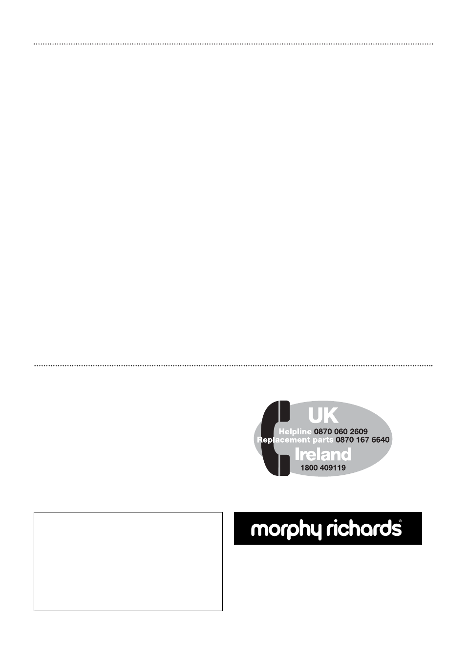 Two-year guarantee, Helpline | Morphy Richards 48300 User Manual | Page 28 / 28