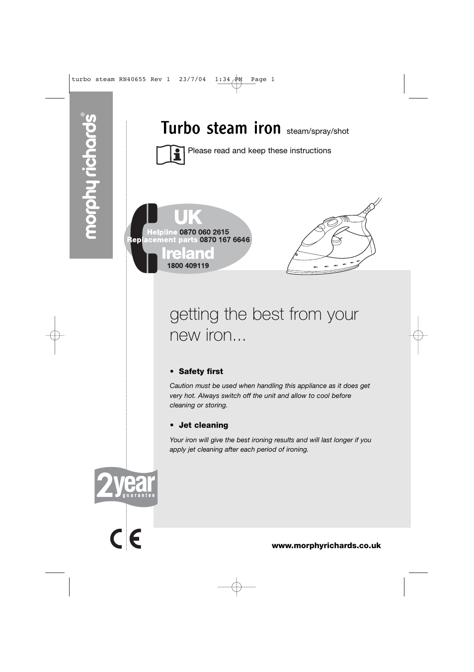 Morphy Richards RN40655 User Manual | 7 pages
