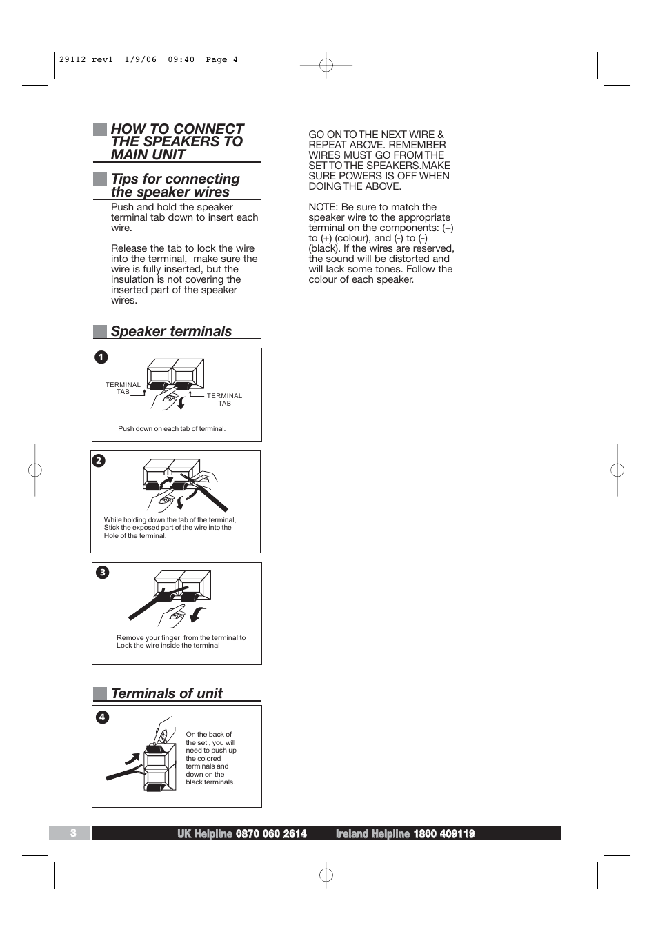 Speaker terminals terminals of unit | Morphy Richards AD29112 User Manual | Page 4 / 20