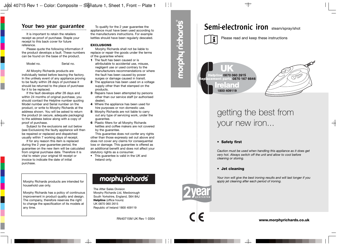 Morphy Richards Semi-electronic iron User Manual | 4 pages