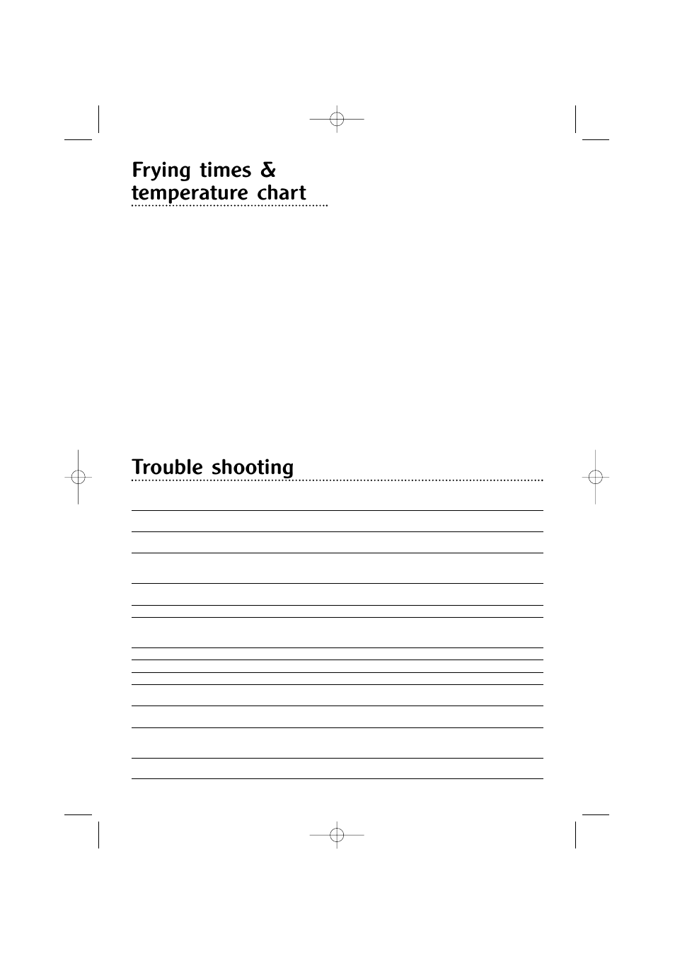Frying times & temperature chart, Trouble shooting | Morphy Richards 7984 User Manual | Page 7 / 9