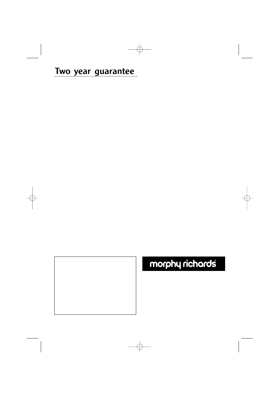 Two year guarantee | Morphy Richards 7984 User Manual | Page 8 / 9
