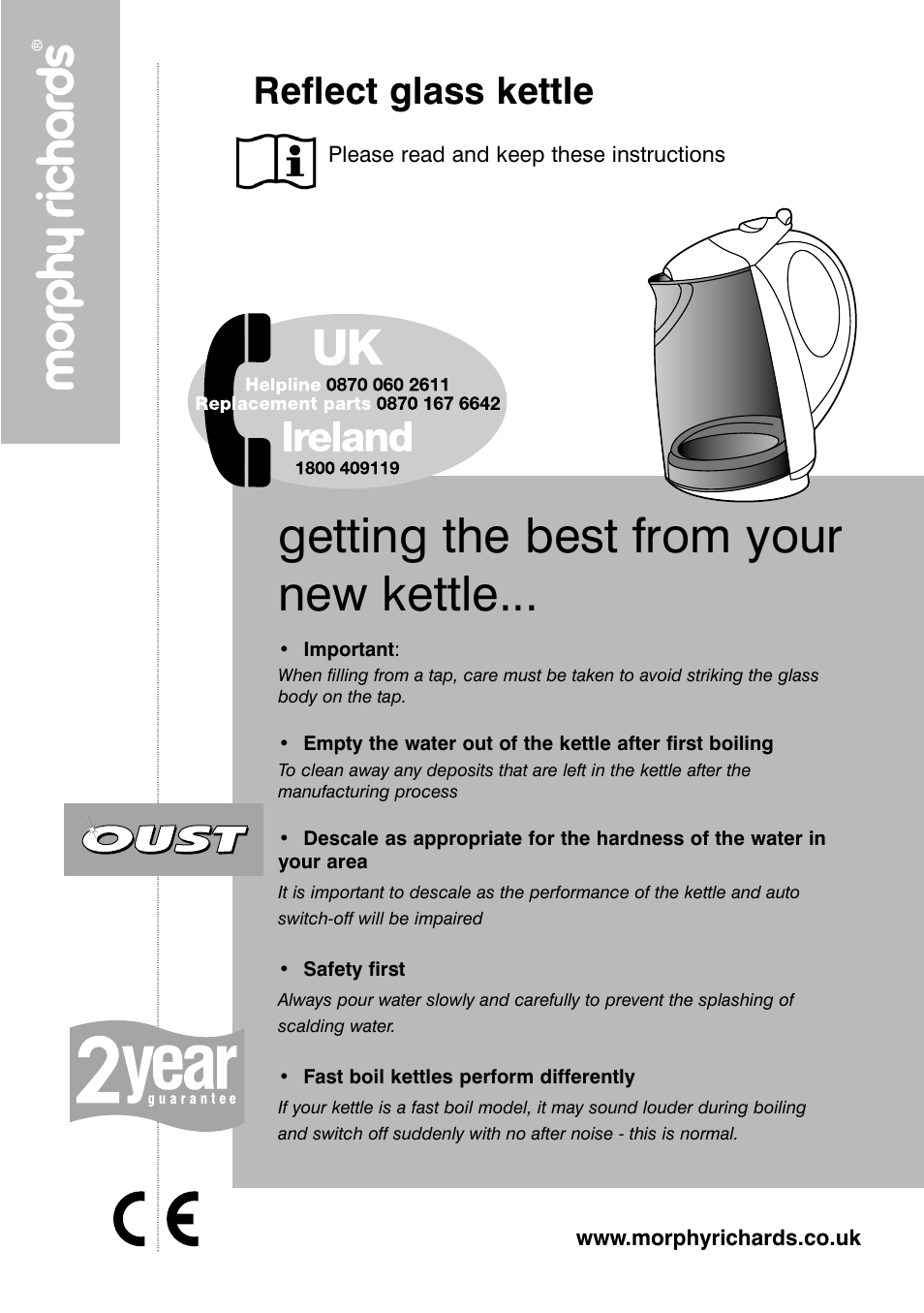 Morphy Richards Reflect glass kettle User Manual | 6 pages