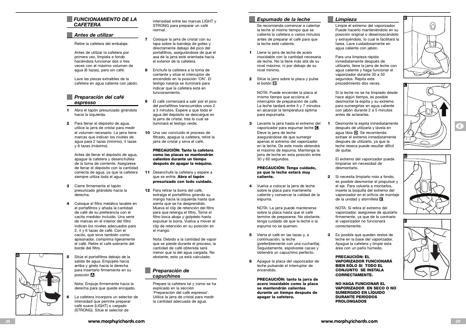 Morphy Richards Cappuccino Espresso coffee maker User Manual | Page 15 / 45