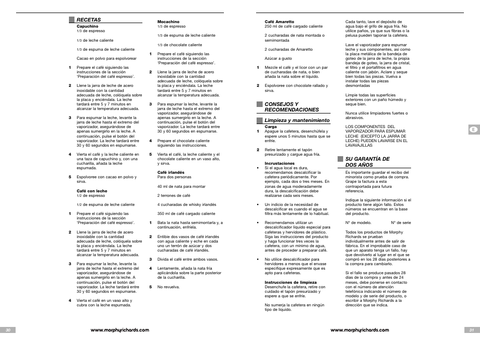 Morphy Richards Cappuccino Espresso coffee maker User Manual | Page 16 / 45