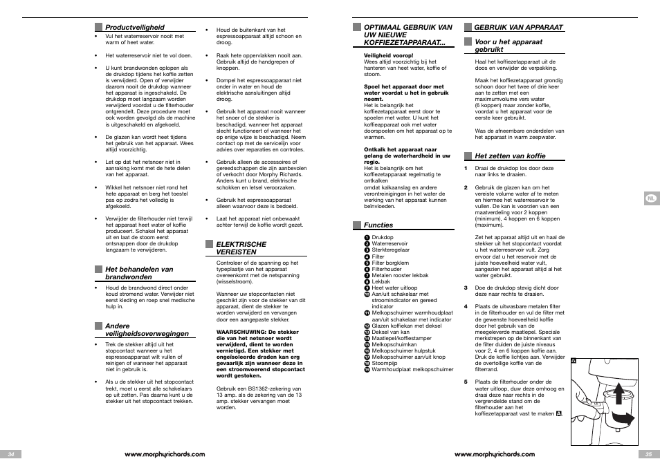 Morphy Richards Cappuccino Espresso coffee maker User Manual | Page 18 / 45