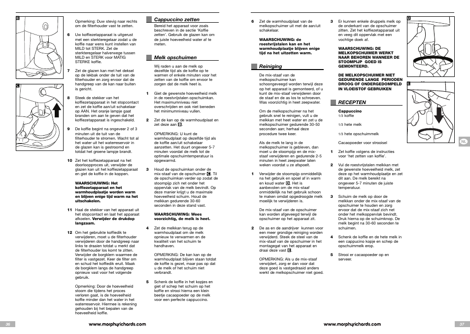 Morphy Richards Cappuccino Espresso coffee maker User Manual | Page 19 / 45