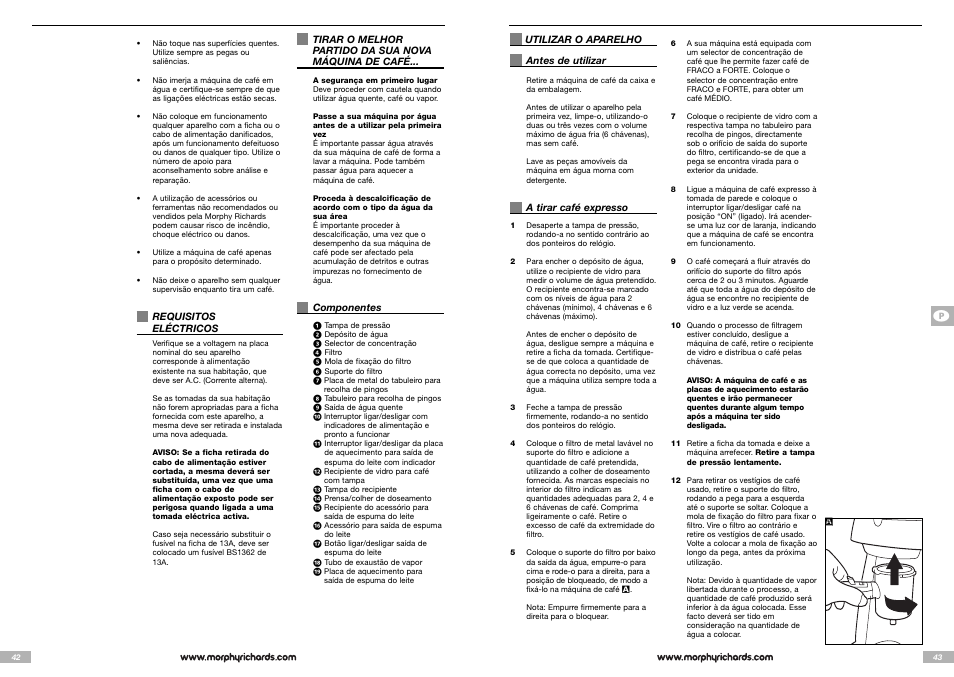 Morphy Richards Cappuccino Espresso coffee maker User Manual | Page 22 / 45