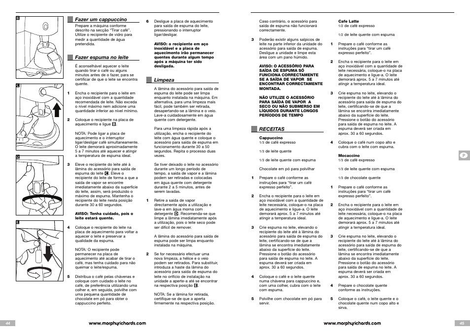 Morphy Richards Cappuccino Espresso coffee maker User Manual | Page 23 / 45