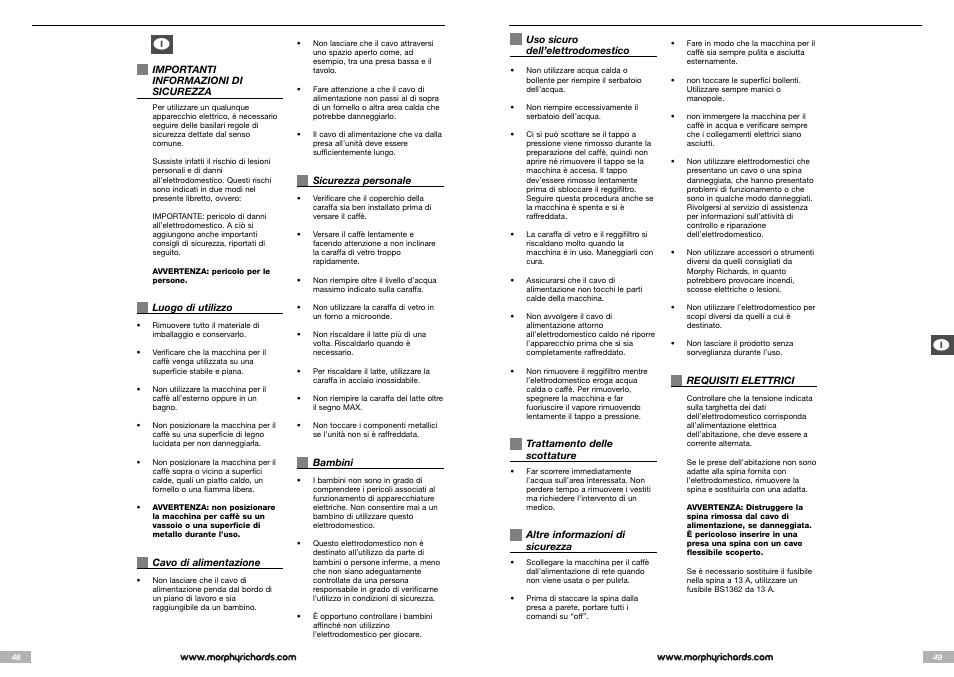 Morphy Richards Cappuccino Espresso coffee maker User Manual | Page 25 / 45