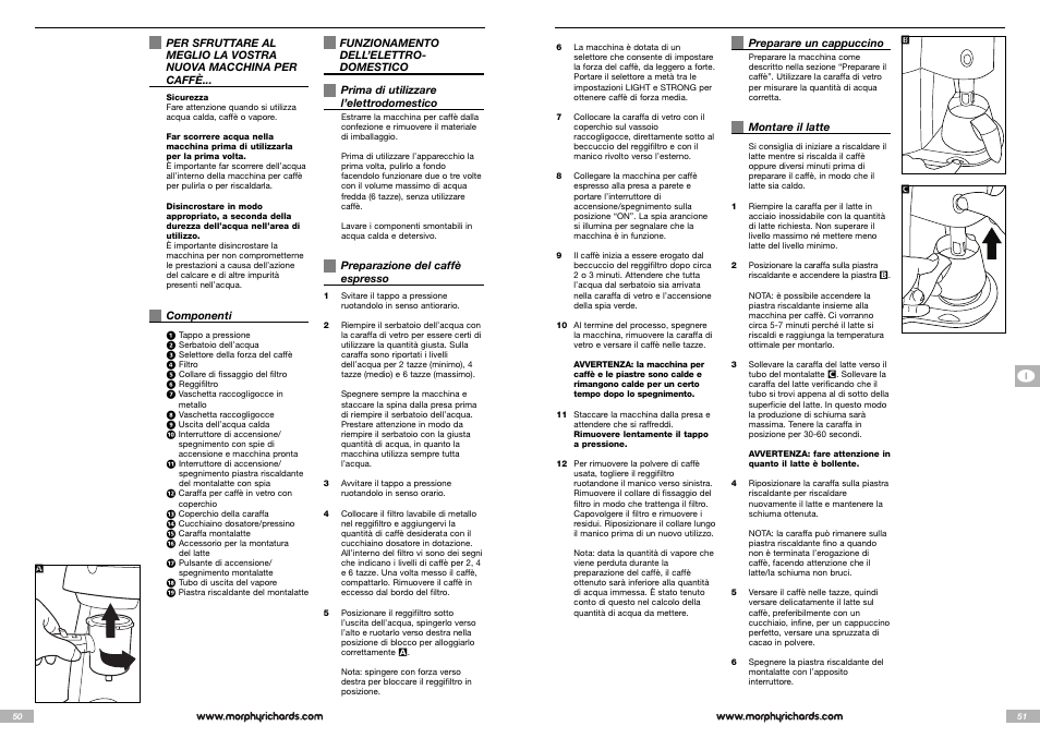 Morphy Richards Cappuccino Espresso coffee maker User Manual | Page 26 / 45