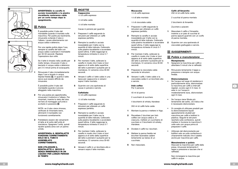 Morphy Richards Cappuccino Espresso coffee maker User Manual | Page 27 / 45