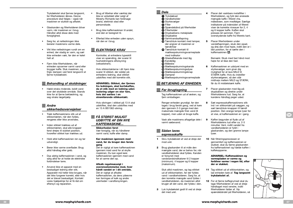 Morphy Richards Cappuccino Espresso coffee maker User Manual | Page 29 / 45