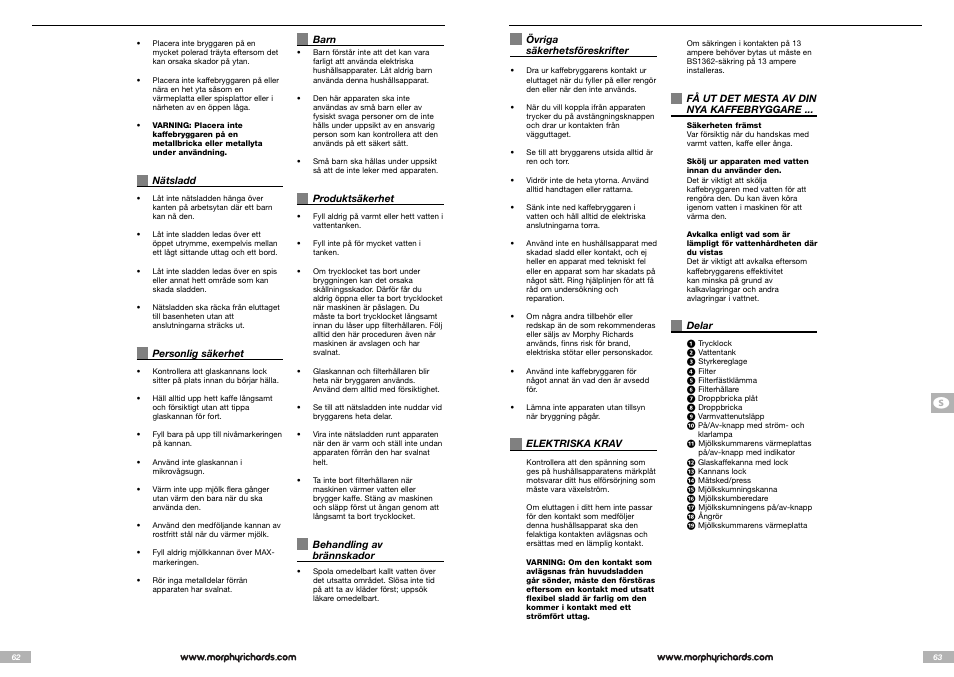 Morphy Richards Cappuccino Espresso coffee maker User Manual | Page 32 / 45