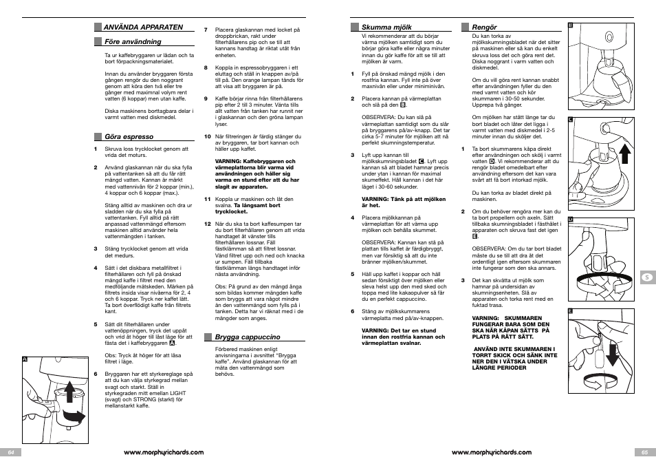 Morphy Richards Cappuccino Espresso coffee maker User Manual | Page 33 / 45