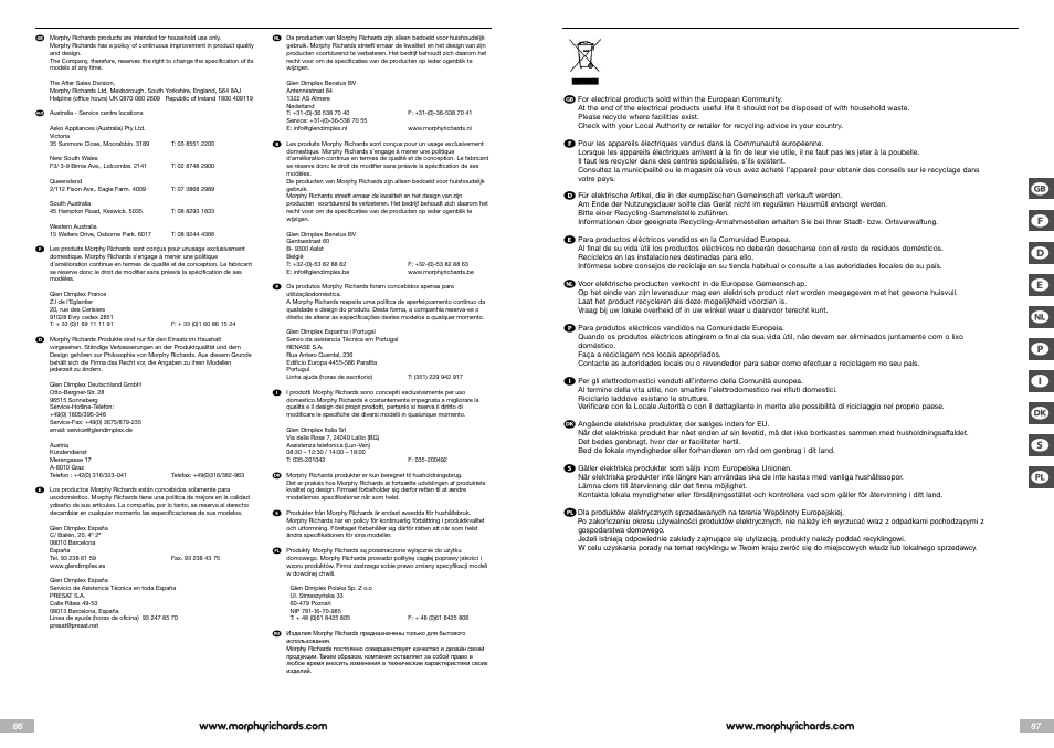 Morphy Richards Cappuccino Espresso coffee maker User Manual | Page 44 / 45