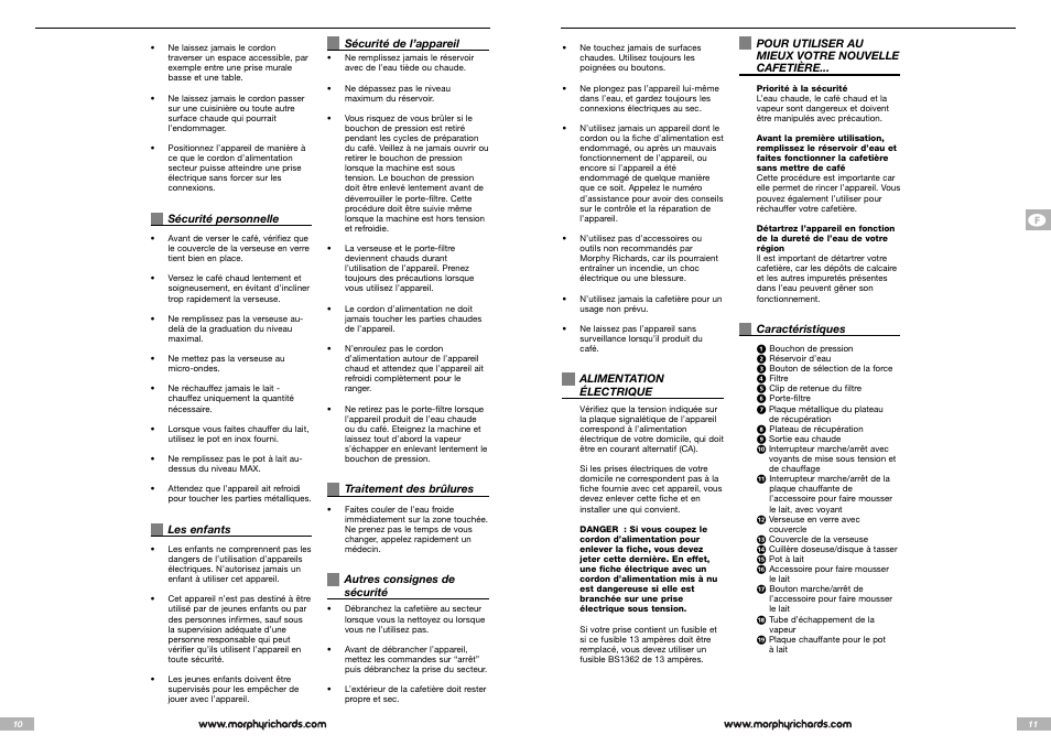 Morphy Richards Cappuccino Espresso coffee maker User Manual | Page 6 / 45