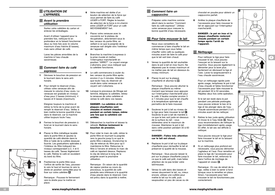 Morphy Richards Cappuccino Espresso coffee maker User Manual | Page 7 / 45