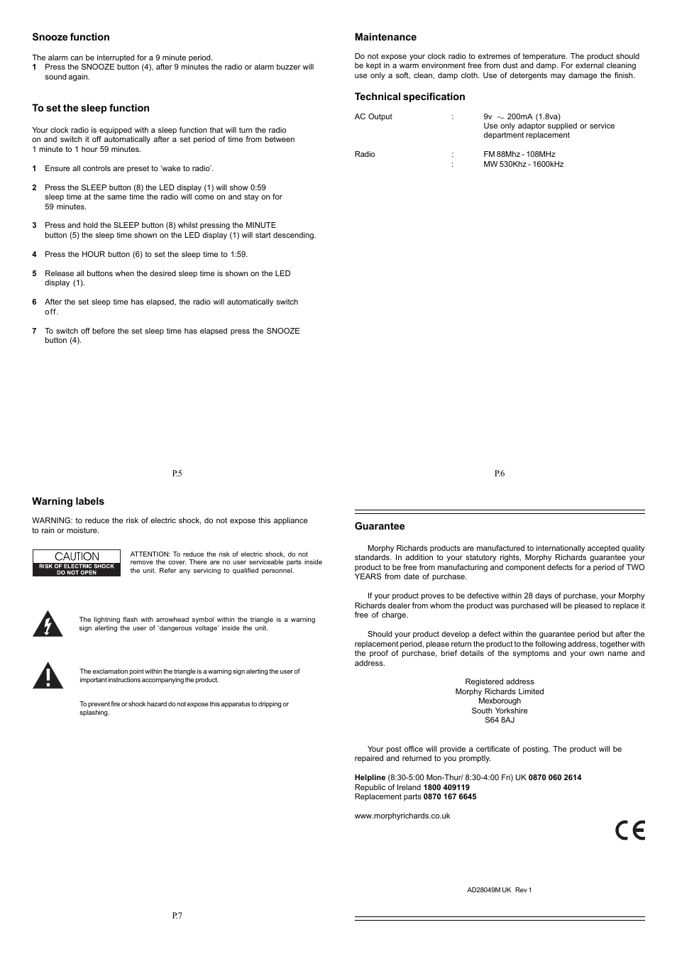 Morphy Richards 28049 User Manual | Page 2 / 2
