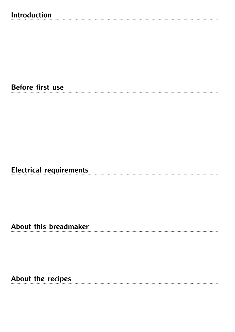 Electrical requirements, About this breadmaker about the recipes, Before first use introduction | Morphy Richards Fastbake breadmaker User Manual | Page 4 / 25