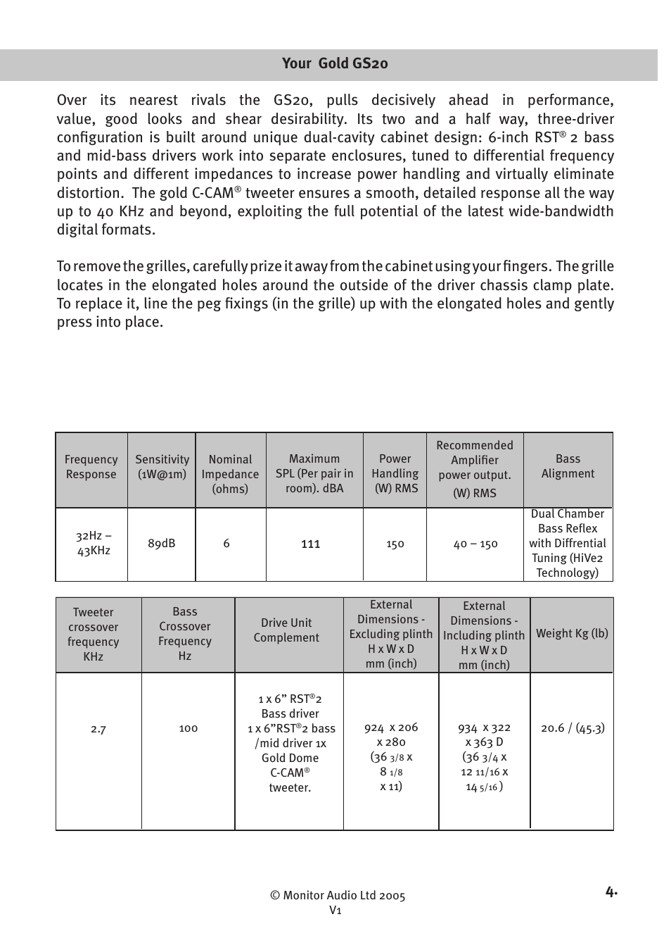 Monitor Audio GS60 User Manual | Page 6 / 16